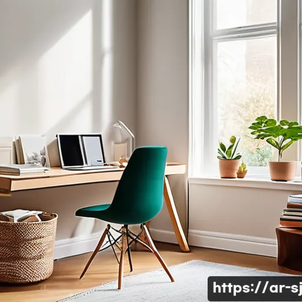 인체공학적 원칙을 반영한 공간 관리 기법 - **Prompt 1: A Serene and Ergonomic Home Office Oasis** "A bright, inviting home office bathed in...