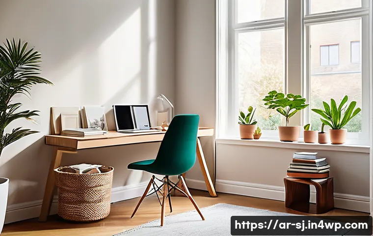 인체공학적 원칙을 반영한 공간 관리 기법 - **Prompt 1: A Serene and Ergonomic Home Office Oasis** "A bright, inviting home office bathed in...