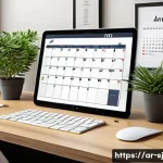 인체공학적 서류 정리 시스템 활용법 - A modern Arabic home office workspace designed with human-centered engineering principles, featuring...